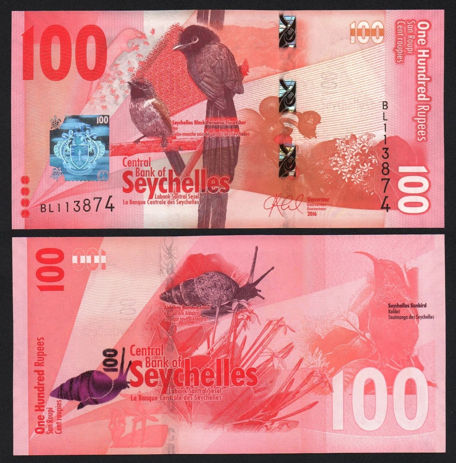 Банкнота Сейшелы 100 рупий 2016 год UNC! от Аукциона Значки и Знаки