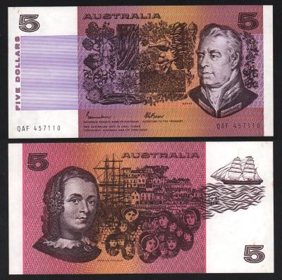 Банкнота Австралия 5 долларов 1985 год UNC-!