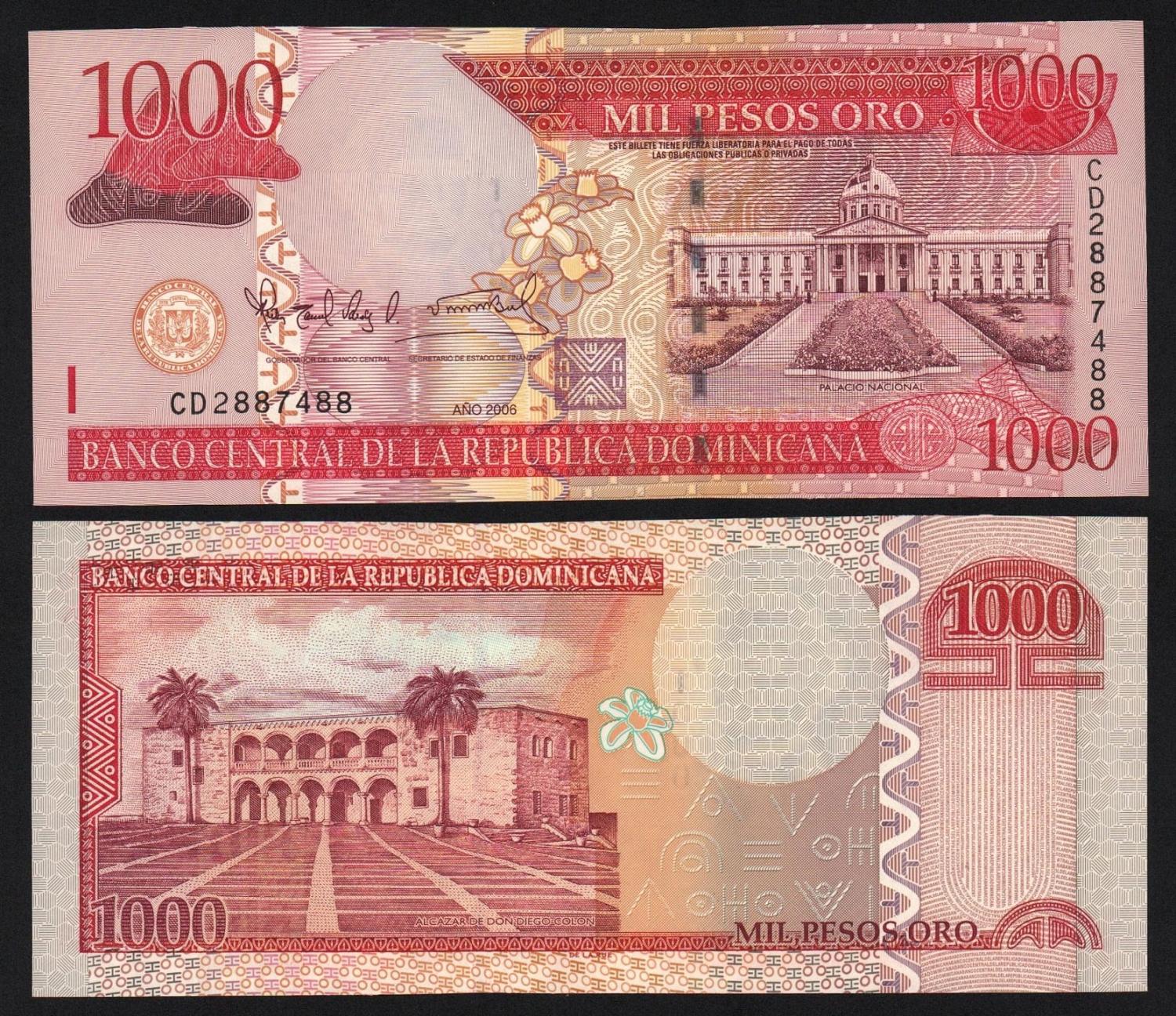 Банкнота Доминикана 1000 песо 2006 год UNC! от Аукциона Значки и Знаки