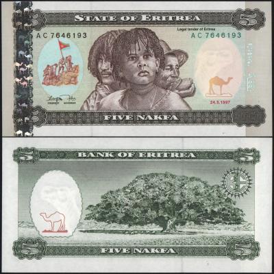 Банкнота Эритрея 5 накфа 1997 год UNC! Банкнота Эритрея 5 накфа 1997 год UNC!