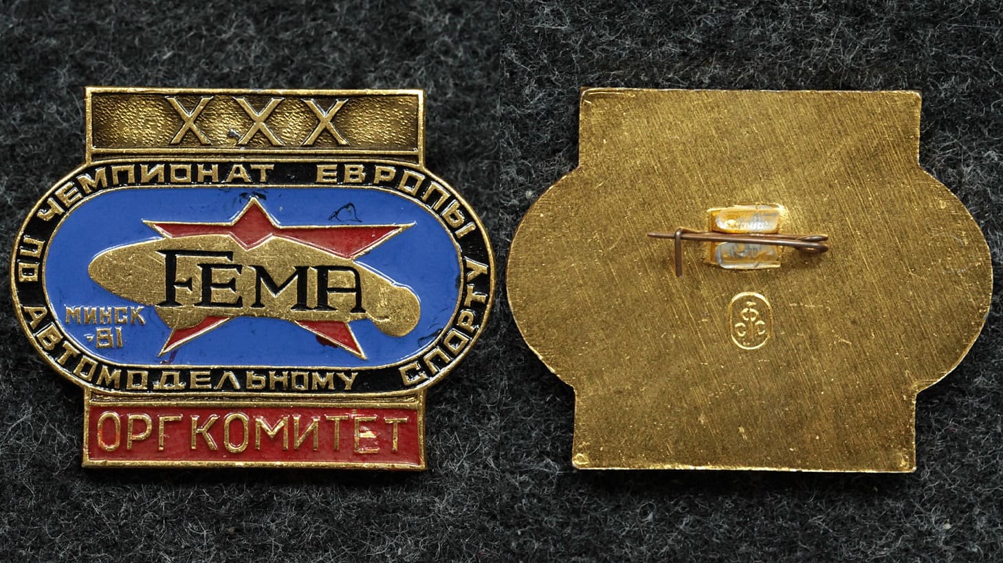 Знак 30 чемпионат Европы по автомодельному спорту Минск 1981 год ОРГКОМИТЕТ от Аукциона Значки и Знаки