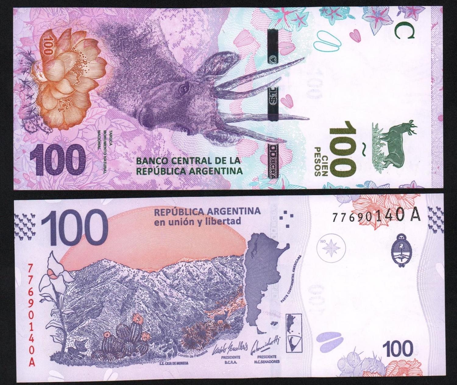 Банкнота Аргентина 100 песо 2018 год UNC! от Аукциона Значки и Знаки