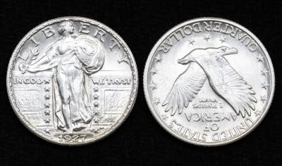 Монета США 1/4 доллара 1927 год в слабе ННР MS61 Монета США 1/4 доллара 1927 год в слабе ННР MS61
