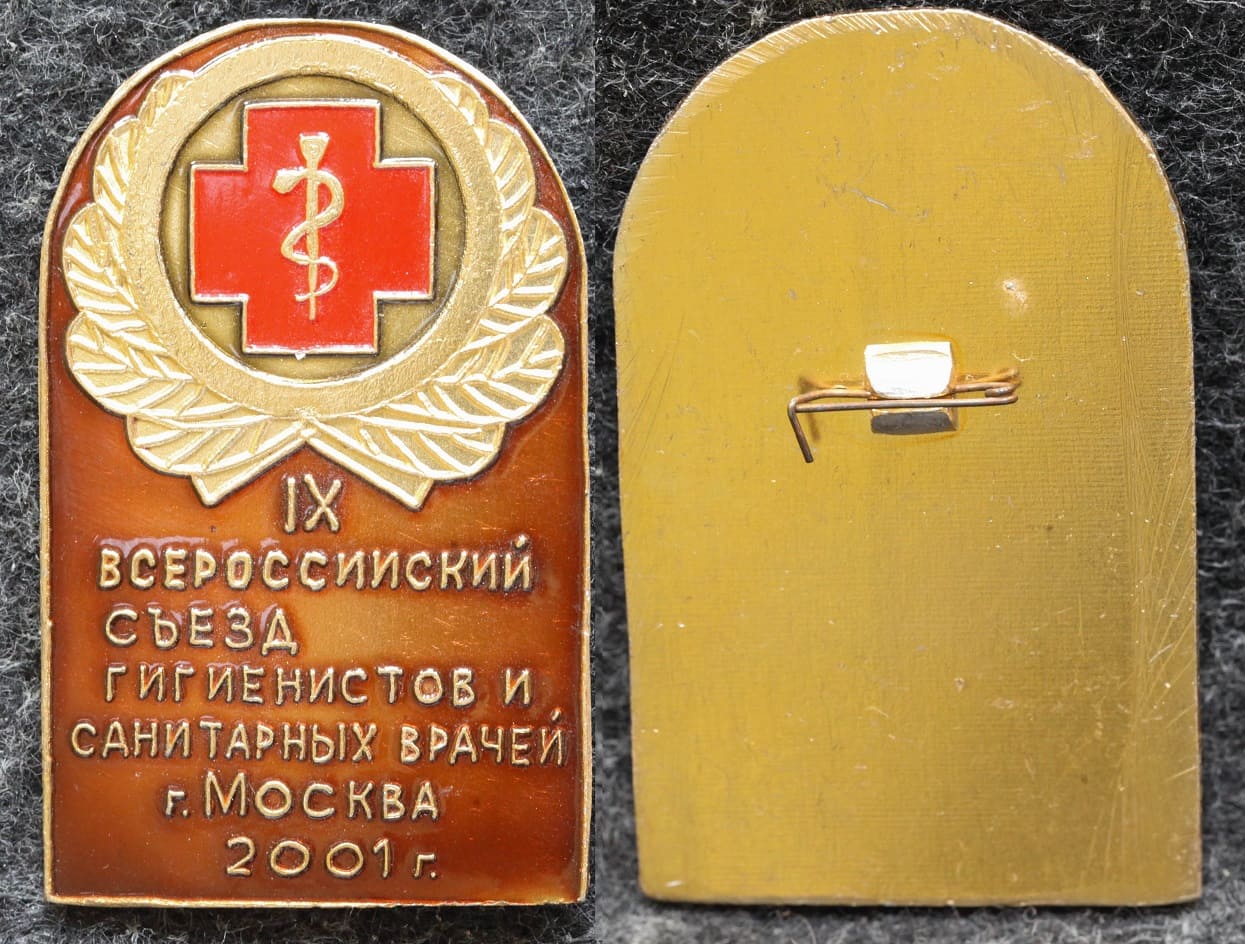 Знак Всероссийский съезд гигиенистов и санитарных врачей Москва 2001 год от Аукциона Значки и Знаки