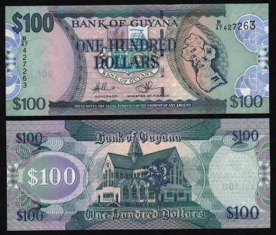 Банкнота Гайана 100 долларов 2012 год UNC!