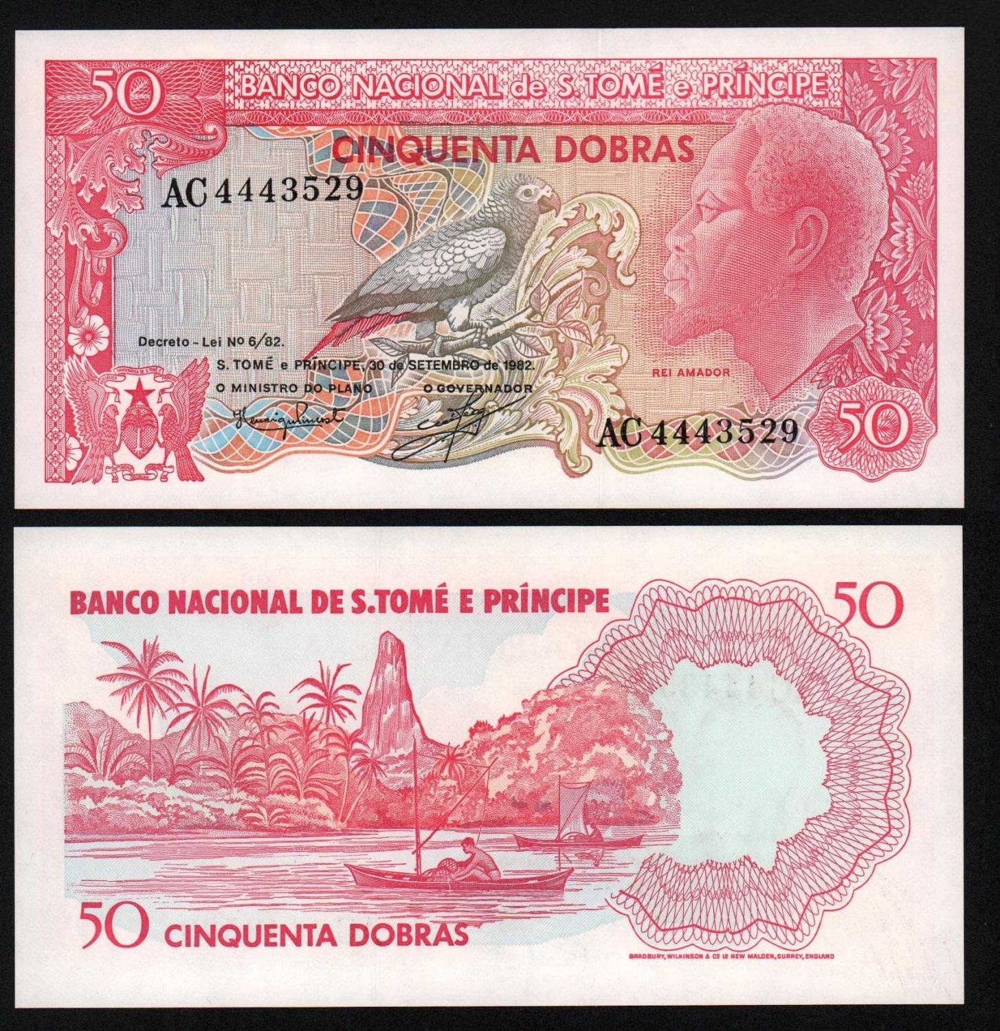 Банкнота Сан Томе и Принсипи 50 добра 1982 год UNC! от Аукциона Значки и Знаки