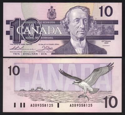 Банкнота Канада 10 долларов 1989 год UNC-!