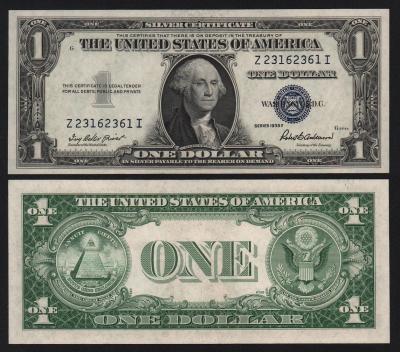 Банкнота США 1 доллар 1935 год Литеры ZI подпись Роберт Бернард Андерсон UNC!