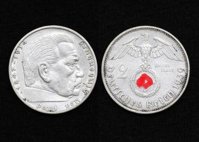 Монета Германия Третий рейх 2 рейхсмарки 1939 год (№10)