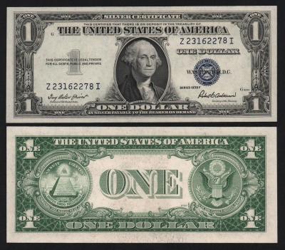 Банкнота США 1 доллар 1935 год Литеры ZI подпись Роберт Бернард Андерсон UNC!