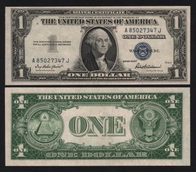 Банкнота США 1 доллар 1935 год Литеры AJ подпись Роберт Бернард Андерсон UNC!