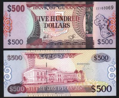 Банкнота Гайана 500 долларов 2011 год Серия замещения UNC!