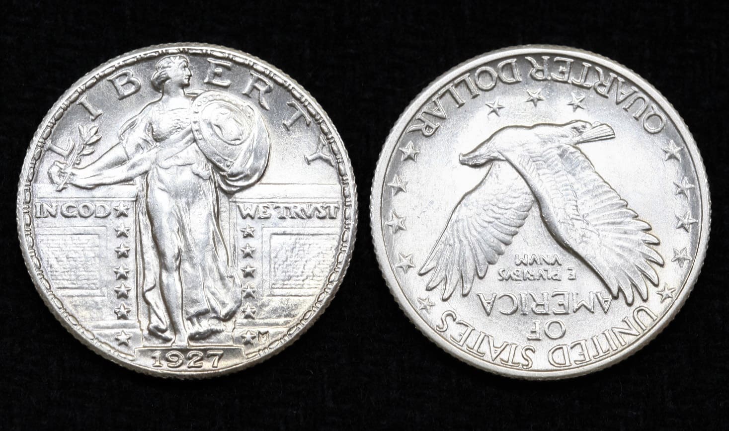 Монета США 1/4 доллара 1927 год в слабе ННР MS61 от Аукциона Значки и Знаки