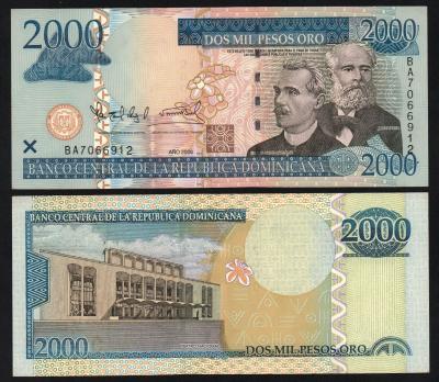 Банкнота Доминикана 2000 песо 2006 год Из оборота!