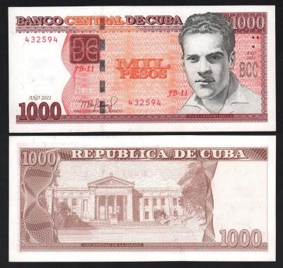 Банкнота Куба 1000 песо 2021 год UNC!