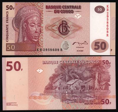 Банкнота Конго 50 франков 2007 год UNC! Банкнота Конго 50 франков 2007 год UNC!