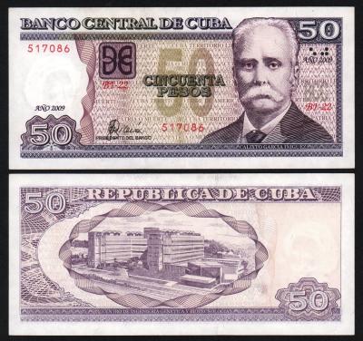 Банкнота Куба 50 песо 2009 год XF+!