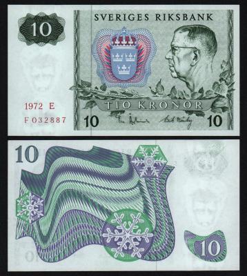 Швеция 10 крон 1972 год aUNC! Швеция 10 крон 1972 год aUNC!